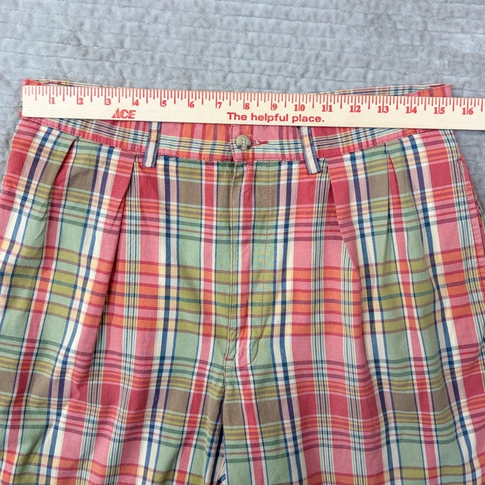 Polo‎ Ralph Lauren Tyler Short Mens 31 Plaid Pleated Cotton Multi Color Preppy